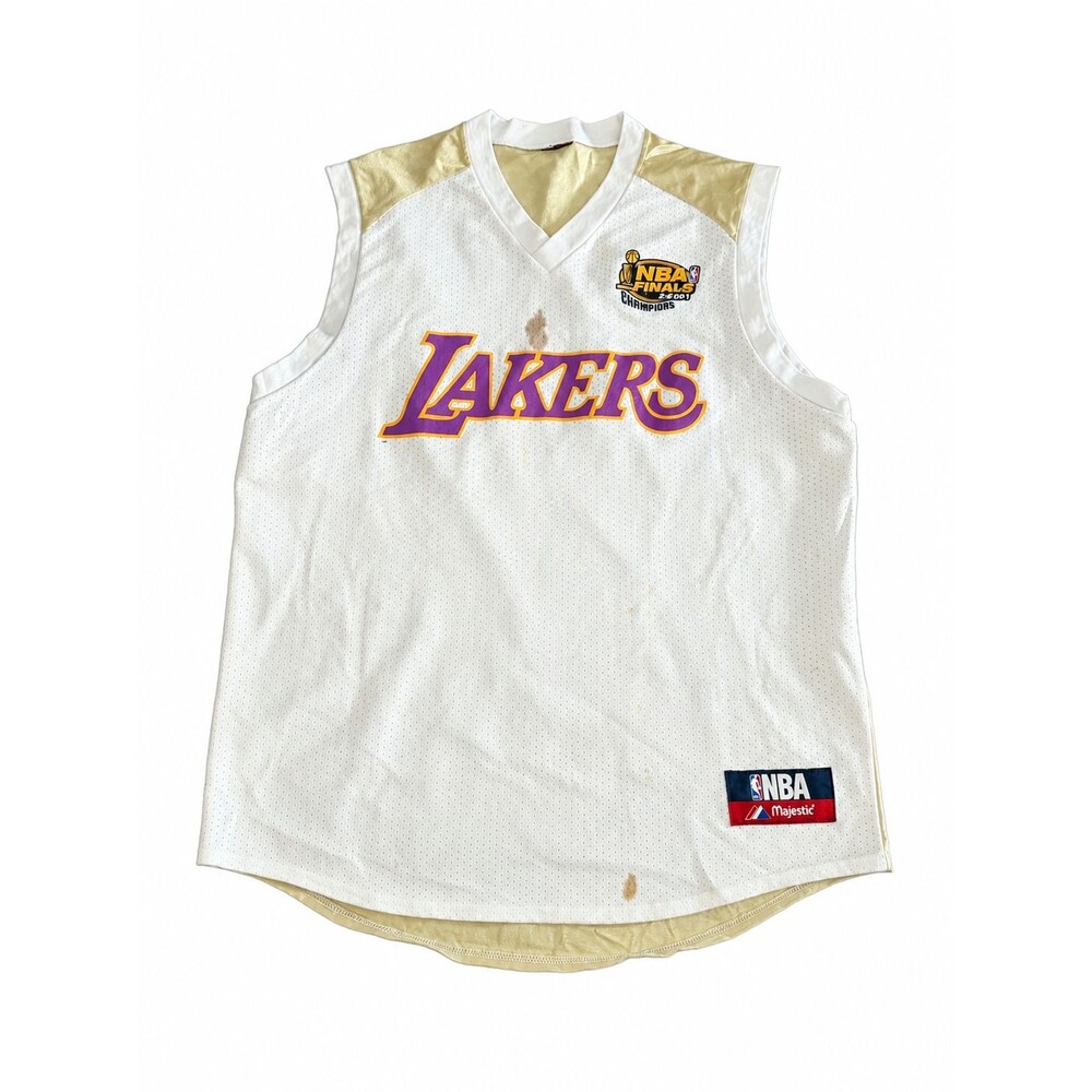Vtg Shaquille O’neal GOLD 2001 Lakers NBA Finals Championship Jersey Majestic XL